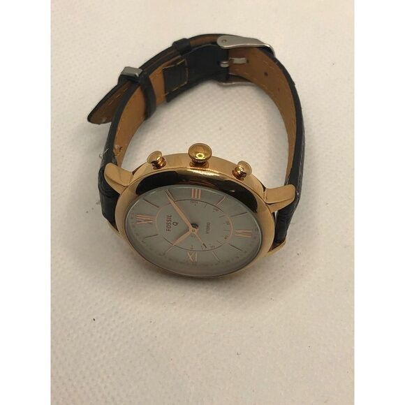 Fossil Q FTW5018 Women's Black Leather Analog Dial Wrist Hybrid Smart Watch HK45 - Picture 7 of 9